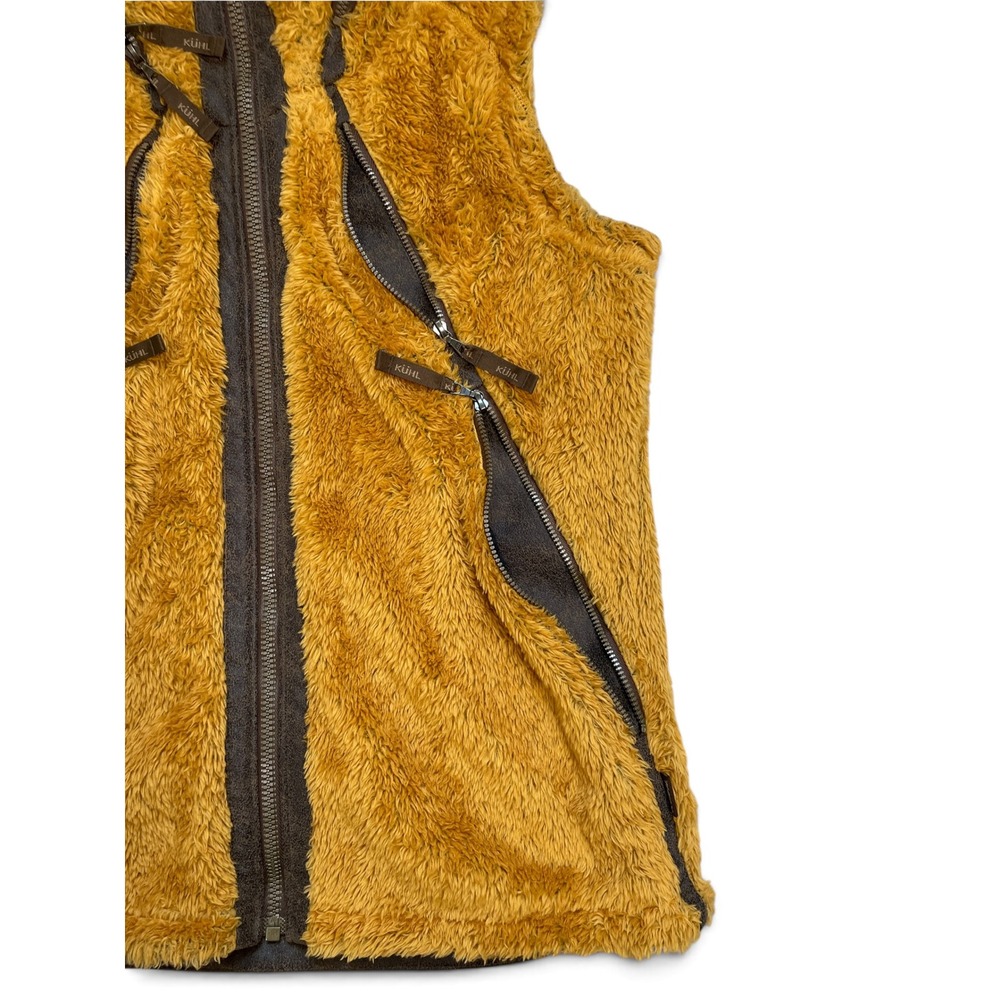 Kuhl Flight Vest M Gold Mustard High Pile Italian Fleece Sherpa Hooded Gilet - Picture 12 of 16